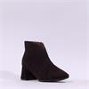 Wonders V Cut Pointed Block Heel Boot - Brown Suede